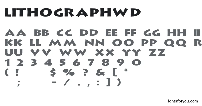 Schriftart LithographWd – Alphabet, Zahlen, spezielle Symbole