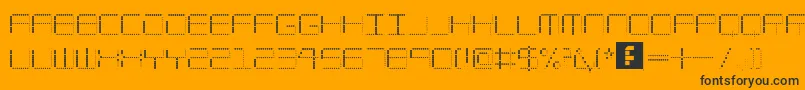 Weitere Informationen zur AmayaTechnicalDots-Schriftart AmayaTechnicalDots-Schriftart – Schwarze Schriften auf orangefarbenem Hintergrund