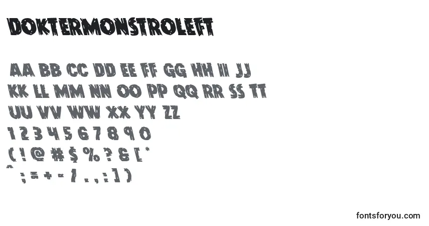 Шрифт Doktermonstroleft – алфавит, цифры, специальные символы