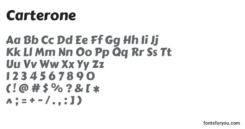 Carterone-fontti – aakkoset, numerot, erikoismerkit