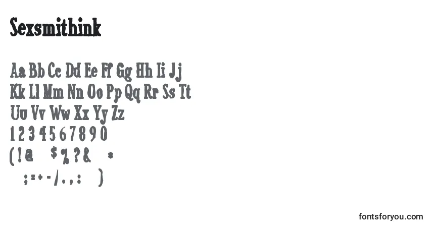 Czcionka Sexsmithink – alfabet, cyfry, specjalne znaki