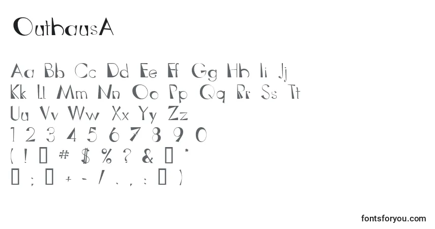 Schriftart OuthausA – Alphabet, Zahlen, spezielle Symbole