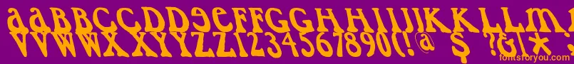 Caslondadaesqueleft-Schriftart – Orangefarbene Schriften auf violettem Hintergrund