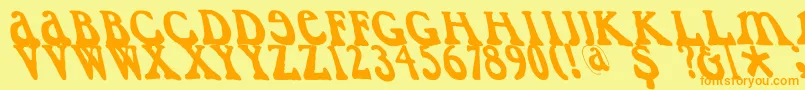 Caslondadaesqueleft-Schriftart – Orangefarbene Schriften auf gelbem Hintergrund