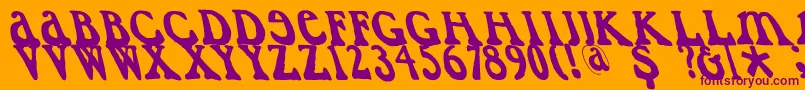フォントCaslondadaesqueleft – オレンジの背景に紫のフォント