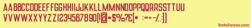 Alterregular-Schriftart – Rote Schriften auf gelbem Hintergrund
