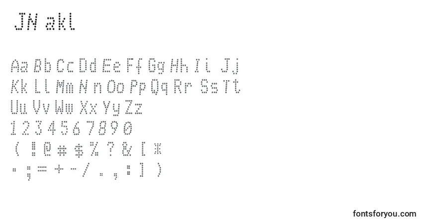 Schriftart JNakl – Alphabet, Zahlen, spezielle Symbole