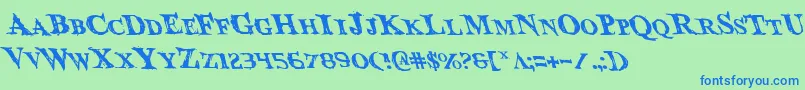 BloodCrowLeftalic Font – Blue Fonts on Green Background