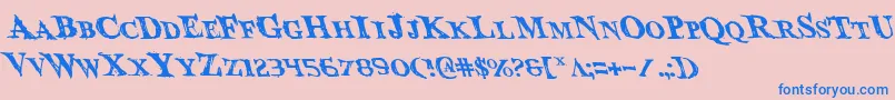 BloodCrowLeftalic Font – Blue Fonts on Pink Background