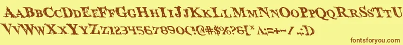 BloodCrowLeftalic Font – Brown Fonts on Yellow Background