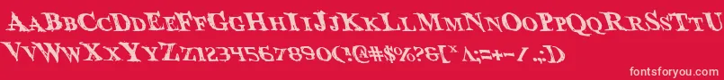 フォントBloodCrowLeftalic – 赤い背景にピンクのフォント