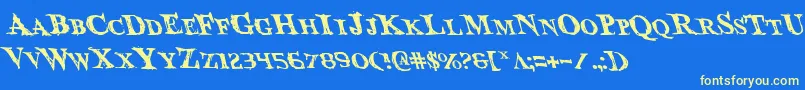BloodCrowLeftalic Font – Yellow Fonts on Blue Background