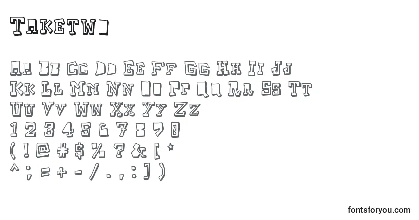 Schriftart Taketwo – Alphabet, Zahlen, spezielle Symbole