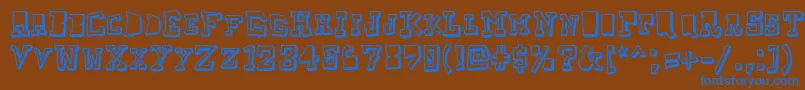 フォントTaketwo – 茶色の背景に青い文字