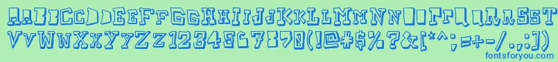 Taketwo-Schriftart – Blaue Schriften auf grünem Hintergrund