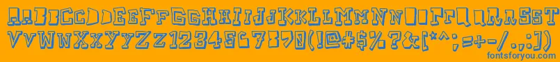 フォントTaketwo – オレンジの背景に青い文字