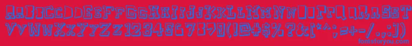Taketwo-Schriftart – Blaue Schriften auf rotem Hintergrund