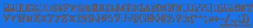 Taketwo-Schriftart – Braune Schriften auf blauem Hintergrund