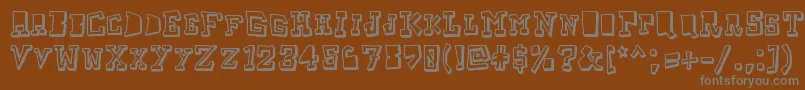 Taketwo-fontti – harmaat kirjasimet ruskealla taustalla