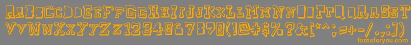 フォントTaketwo – オレンジの文字は灰色の背景にあります。