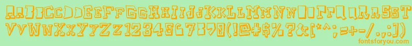 Taketwo-Schriftart – Orangefarbene Schriften auf grünem Hintergrund