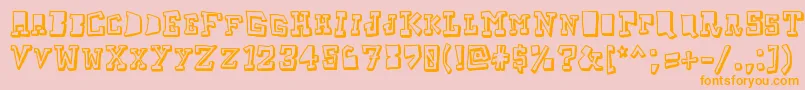 フォントTaketwo – オレンジの文字がピンクの背景にあります。