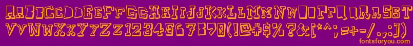 Taketwo-Schriftart – Orangefarbene Schriften auf violettem Hintergrund
