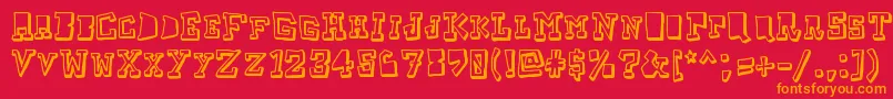 フォントTaketwo – 赤い背景にオレンジの文字