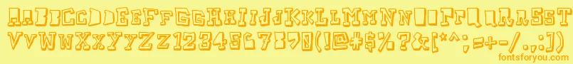 Fonte Taketwo – fontes laranjas em um fundo amarelo