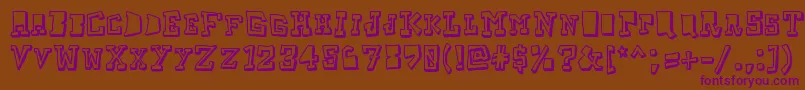 Czcionka Taketwo – fioletowe czcionki na brązowym tle