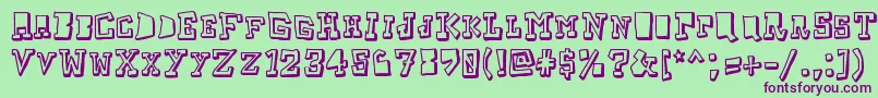 フォントTaketwo – 緑の背景に紫のフォント