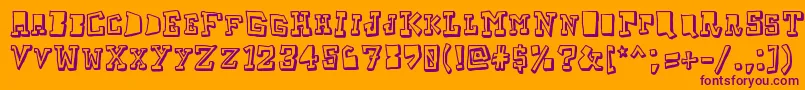 Taketwo-fontti – violetit fontit oranssilla taustalla