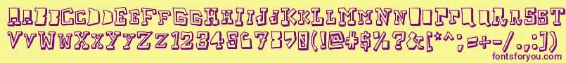 Taketwo-Schriftart – Violette Schriften auf gelbem Hintergrund