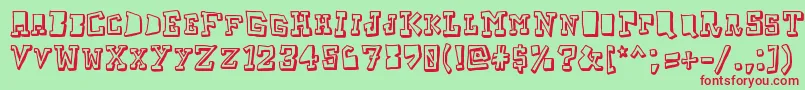 Taketwo-Schriftart – Rote Schriften auf grünem Hintergrund
