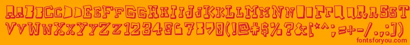 Taketwo-Schriftart – Rote Schriften auf orangefarbenem Hintergrund