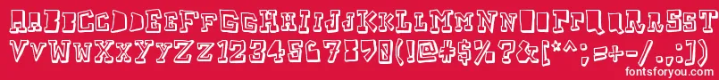 Taketwo-Schriftart – Weiße Schriften auf rotem Hintergrund