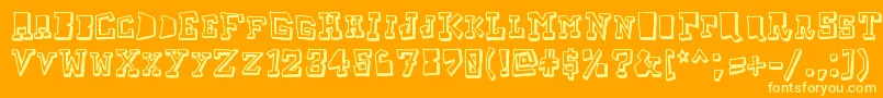 Fonte Taketwo – fontes amarelas em um fundo laranja