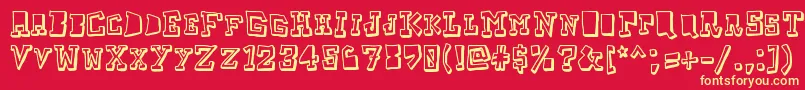 Taketwo-Schriftart – Gelbe Schriften auf rotem Hintergrund