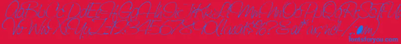 SaginawLight Font – Blue Fonts on Red Background
