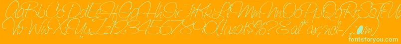 SaginawLight Font – Green Fonts on Orange Background