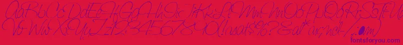 SaginawLight Font – Purple Fonts on Red Background