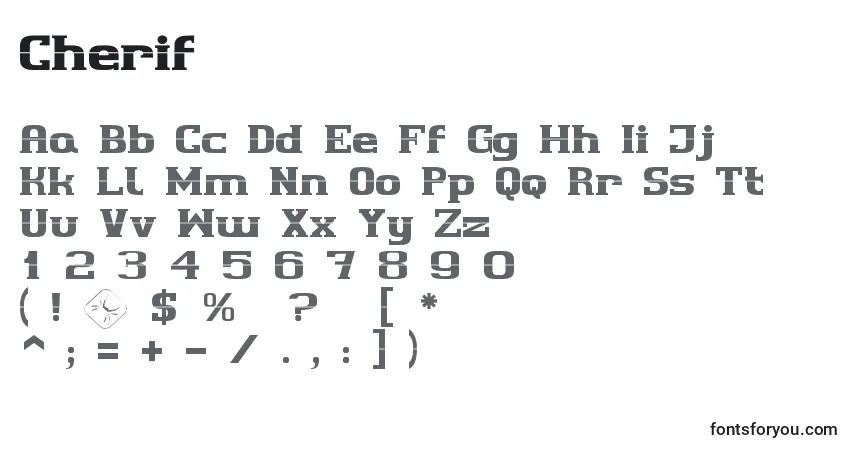 Шрифт Cherif – алфавит, цифры, специальные символы