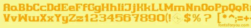 フォントCherif – オレンジの文字が黄色の背景にあります。