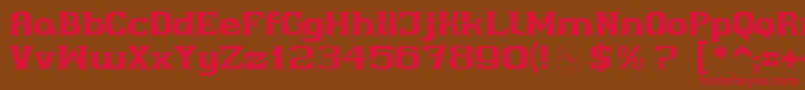 フォントCherif – 赤い文字が茶色の背景にあります。