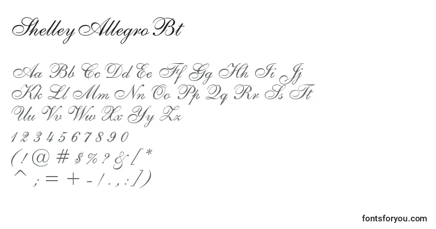 Шрифт ShelleyAllegroBt – алфавит, цифры, специальные символы