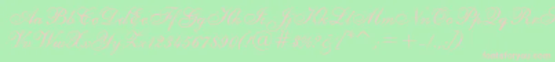 ShelleyAllegroBt-Schriftart – Rosa Schriften auf grünem Hintergrund