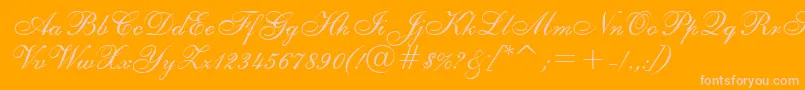 ShelleyAllegroBt-Schriftart – Rosa Schriften auf orangefarbenem Hintergrund