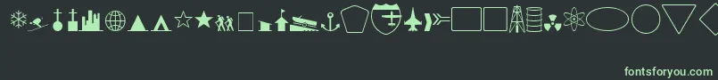 フォントGeosymb – 黒い背景に緑の文字