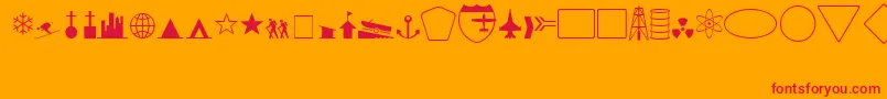 Geosymb-Schriftart – Rote Schriften auf orangefarbenem Hintergrund
