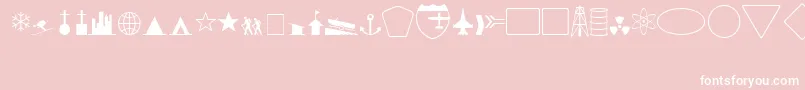 Geosymb-Schriftart – Weiße Schriften auf rosa Hintergrund